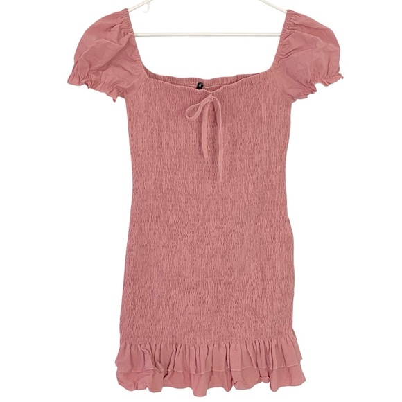 Zaful Smocked Dress Womens Size 6 Small Pink Ruched Mini Sundress New NWT - Picture 1 of 11